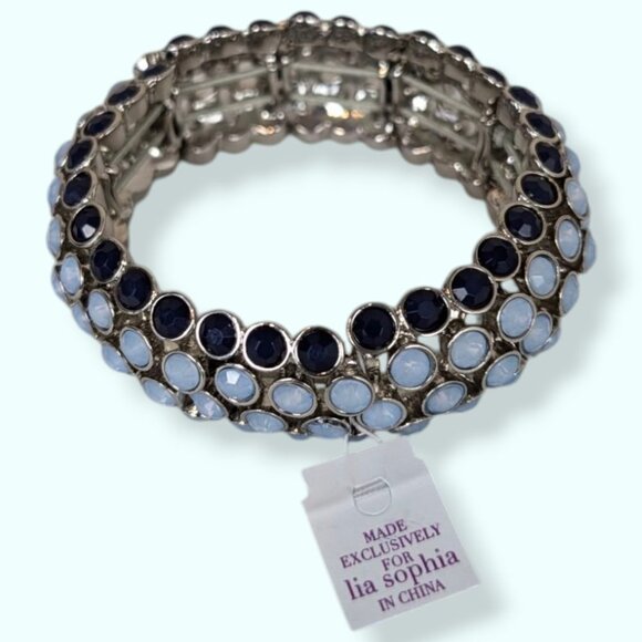 NWT Lia Sophia Blue Evaporate Stretch Bracelet - Picture 5 of 6